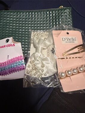 Multiples Pearl & Pastel Hair Clip Set - White, Pink, Blue, Purple